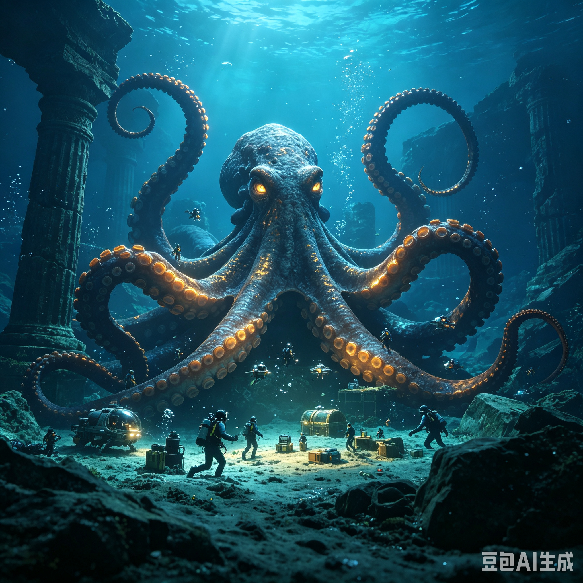 AI做的动物尺度太大了 是不是给AI喂太多克苏鲁神话的东西啦？虽然看着巨物恐惧症