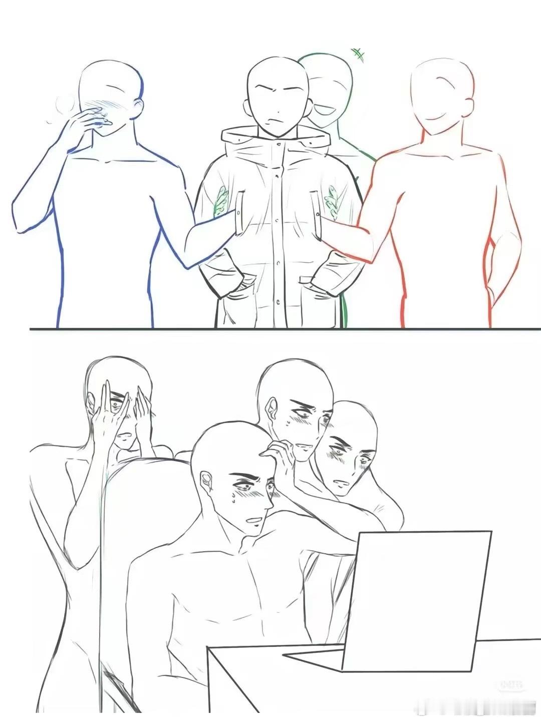 一组四人模版 
