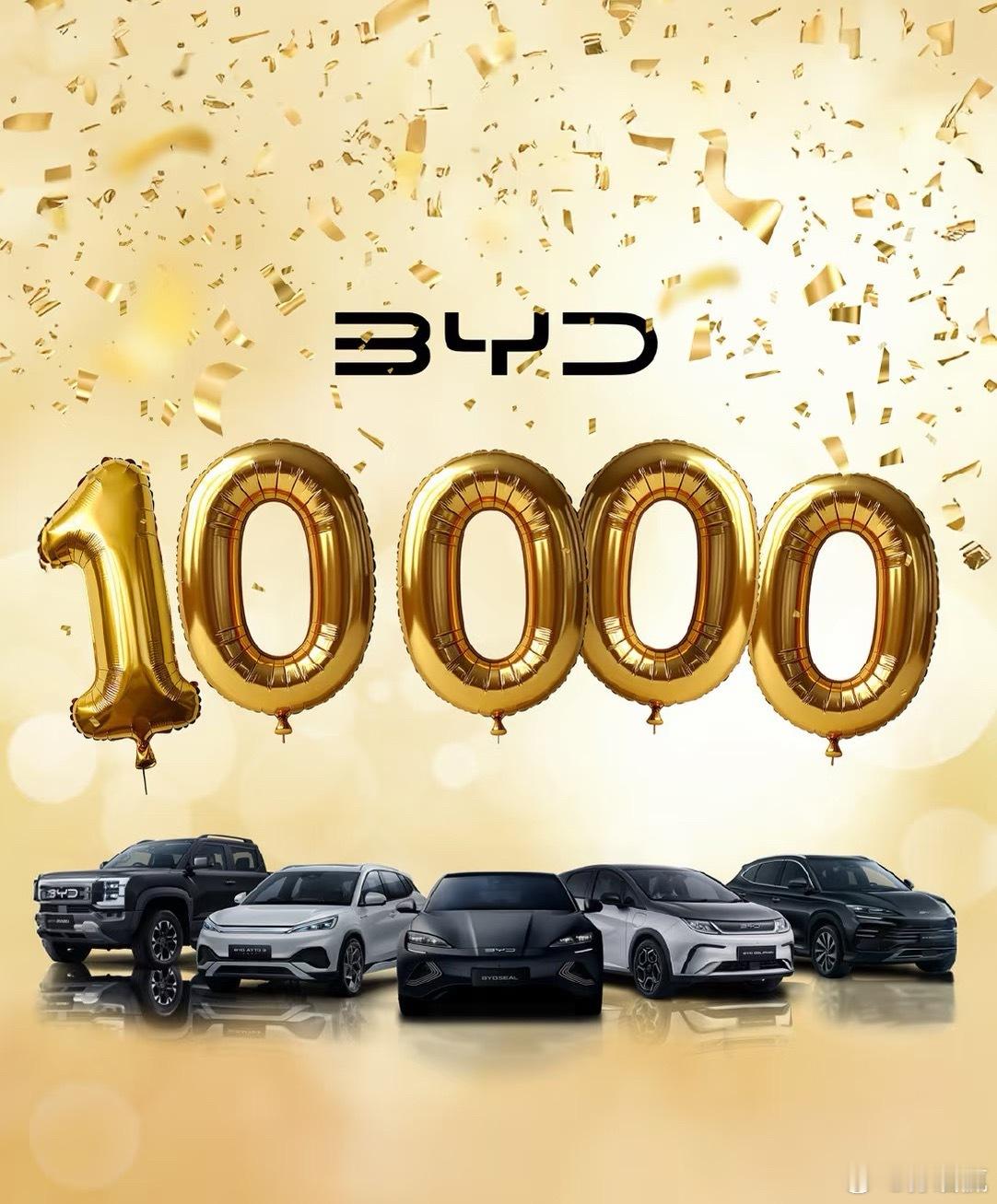 比亚迪在新西兰达成一万台销售记录。一万台听起来不多，但是要考虑到新西兰人口只有5