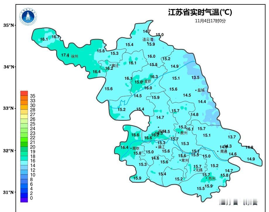 目前，我省大部地区的气温都在15~17℃，户外的体感相对舒适。预计5日全省以晴好