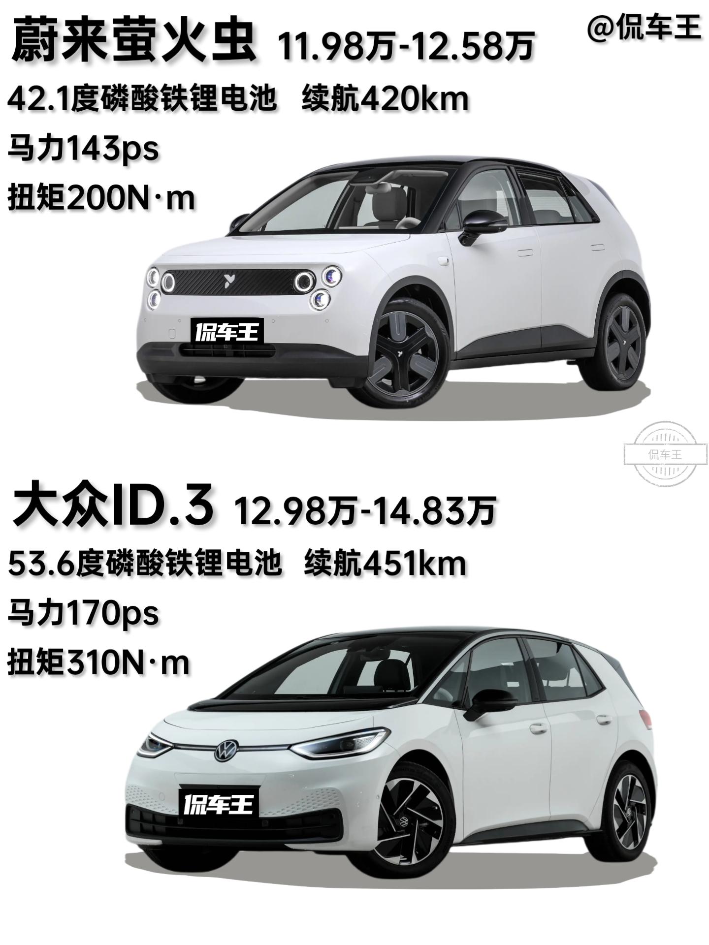 家用纯电小车蔚来萤火虫和大众id3怎么选。