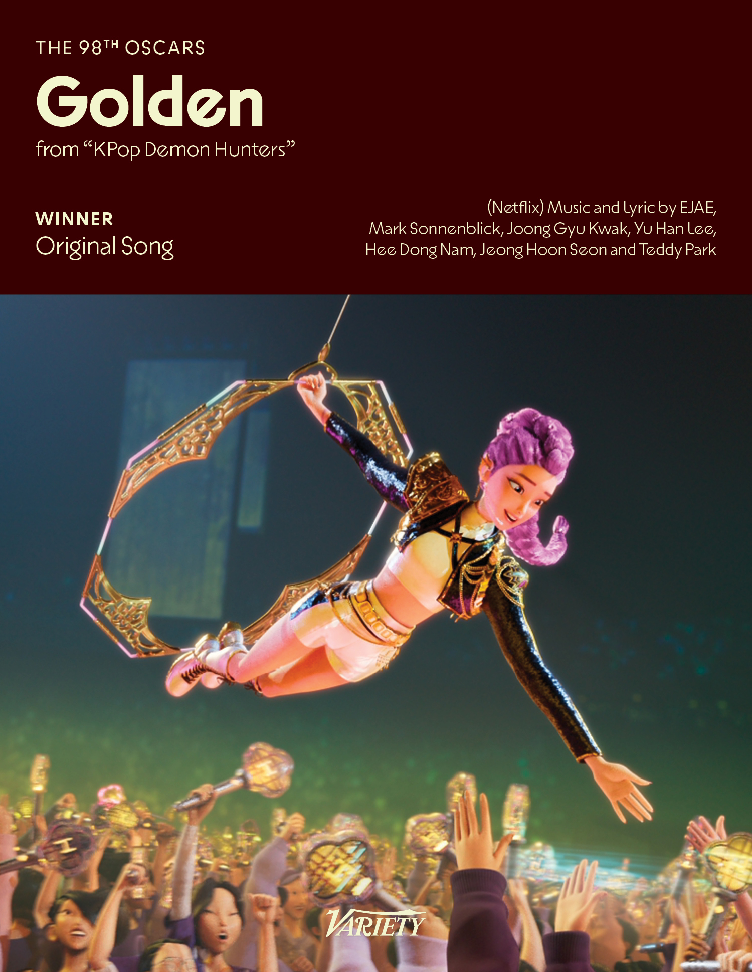 没有悬念！恭喜Kpop猎魔女团主题曲Golden获得98届奥斯卡最佳原创歌曲！今