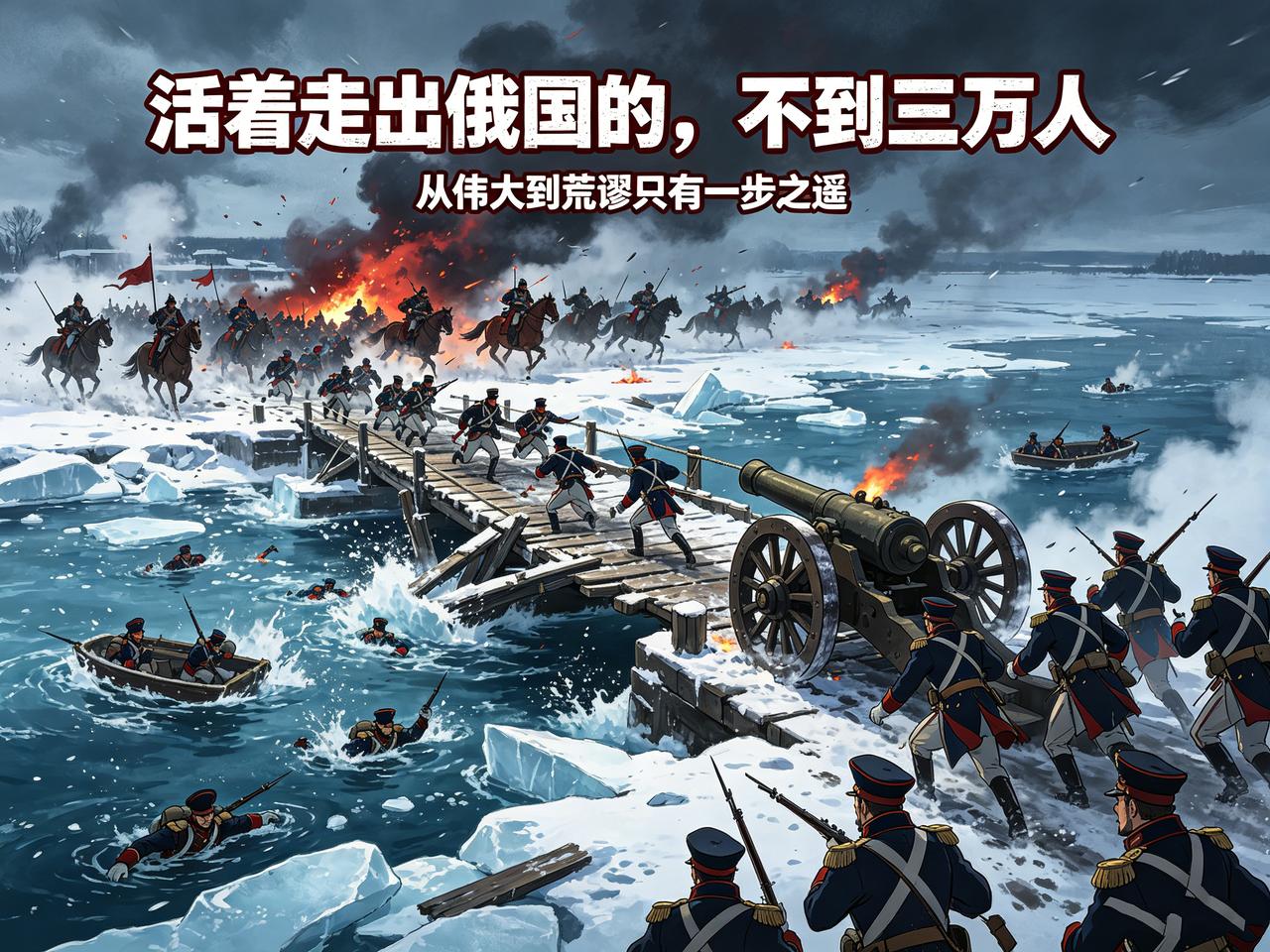 六十万人走进俄国，只剩不到三万人回去。

1812年冬天，俄罗斯。拿破仑站在克里