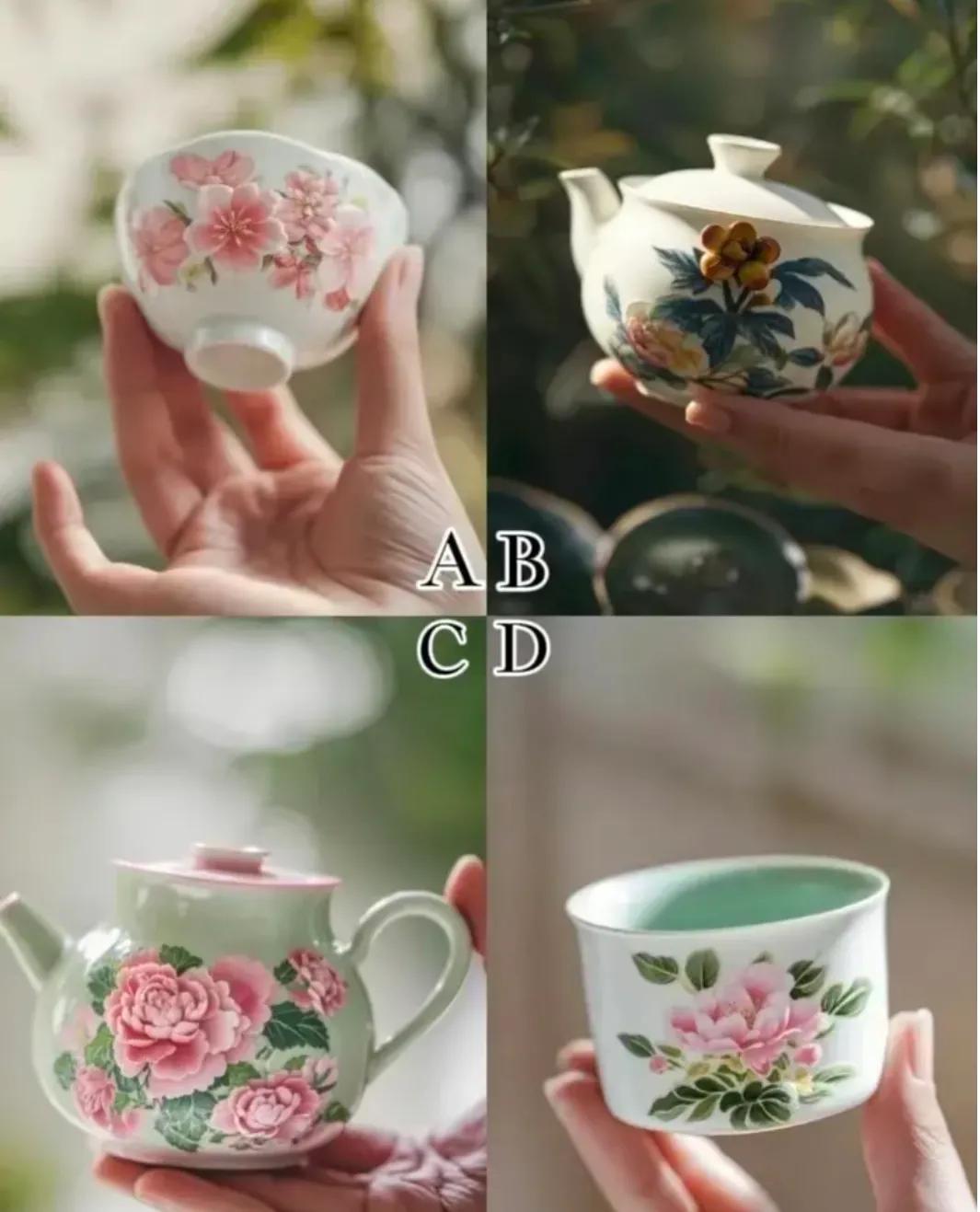 测测你是旺夫还是旺子❓
图中4个茶具外形和花色各具特色
选一个喜欢的茶具❗️
测