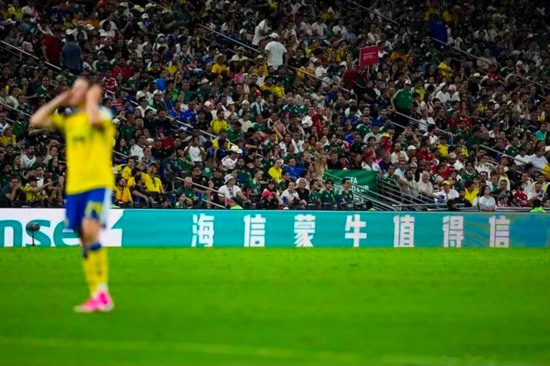 虽说中国男足没能出现在本届世界杯，但中国力量从未缺位。瑞典对阵突尼斯的比赛里，蒙