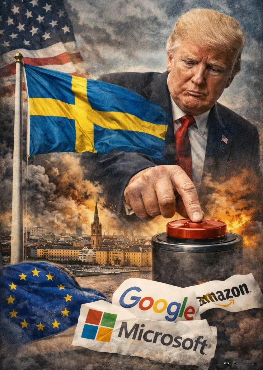 瑞典《快报》社论：特朗普可在一小时内“关闭”瑞典

划重点：亚马逊、谷歌和微软这