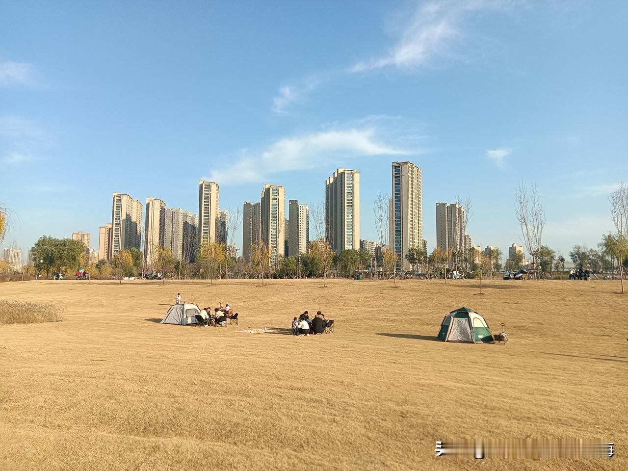 看看，这是今天下去咸阳湖钓鱼台公园随拍的“留影”！天气好，人也多，到处都是户外露