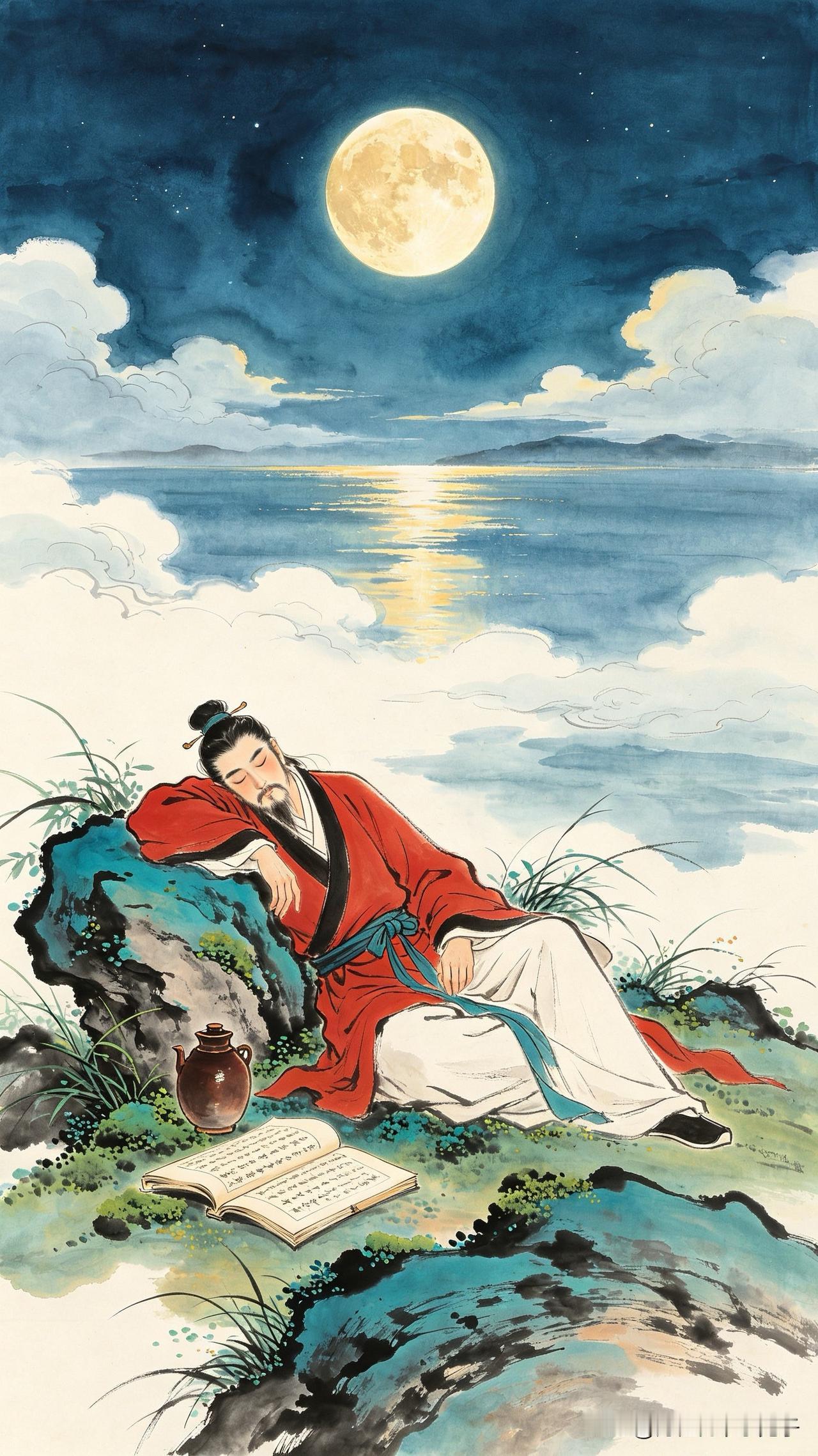 流年兑酒月长圆，
半卷诗书枕石眠。
莫问浮云来去处，
      
…………请师