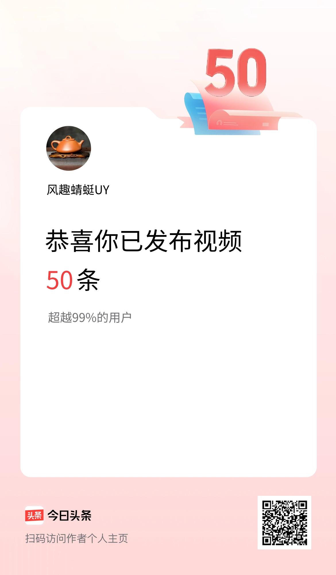 我在头条累计视频投稿50个