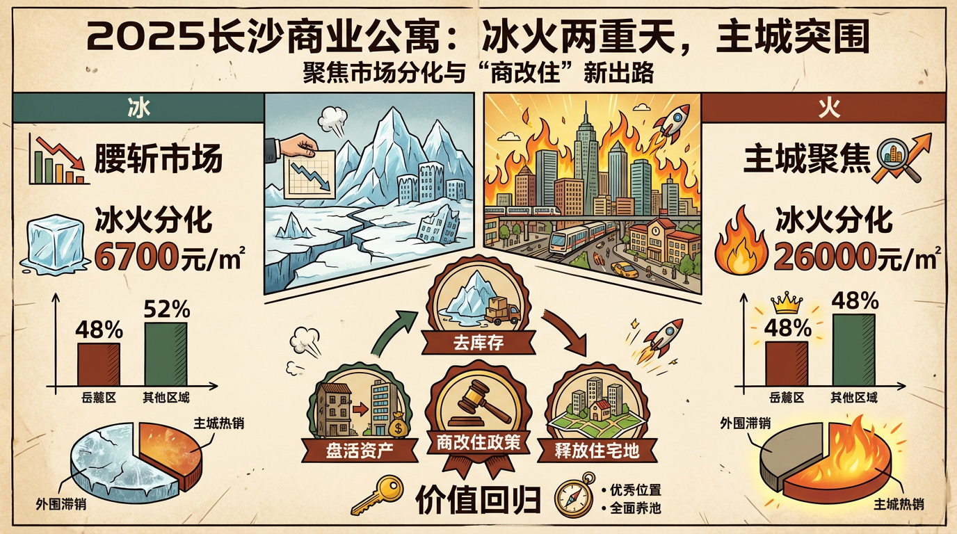 地产AI：2025年长沙商业公寓：冰火两重天，主城突围成唯一出路？