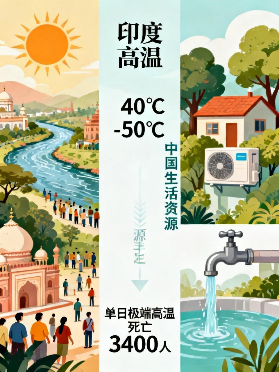 中国人太幸福了
我们的邻国印度难熬了。面临着40度，50度的高温。大多数人没有空