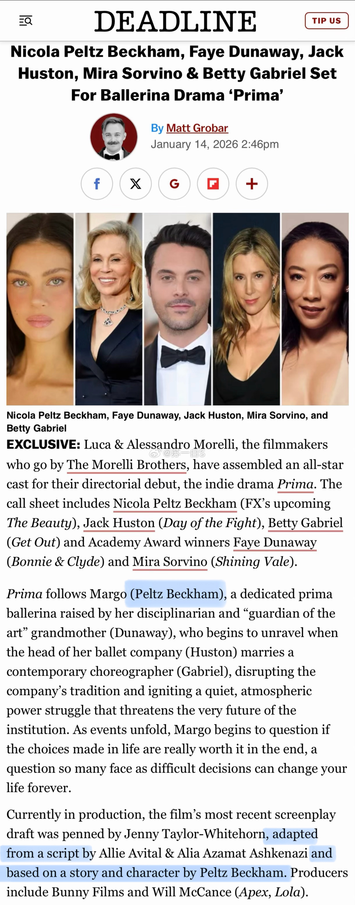 Nicola的新电影《Prima》👇故事概述是：Nicola饰演的女主是一位首