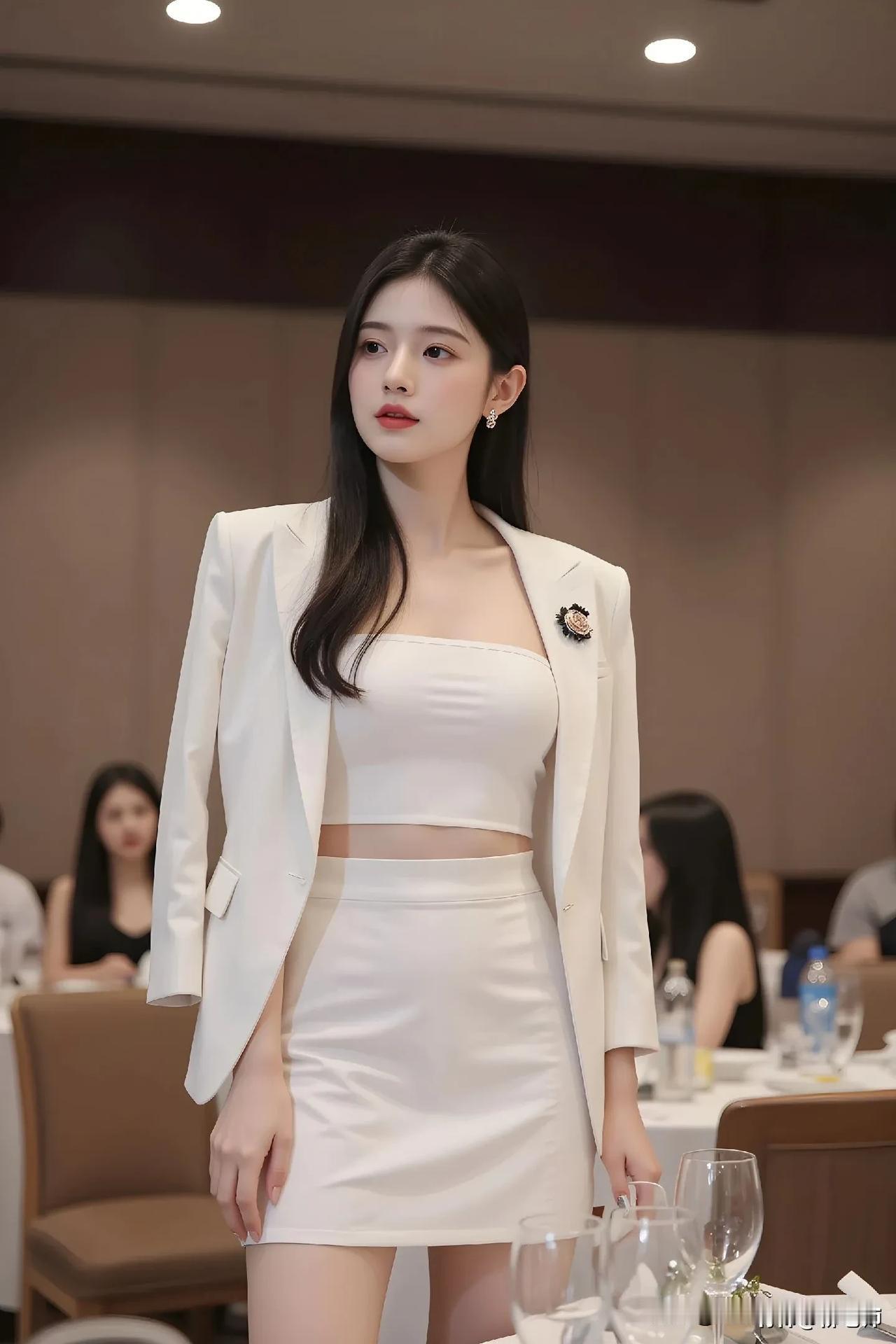 优雅白裙，尽显职场风范！👠✨清纯美女气质佳 时尚精致的美女