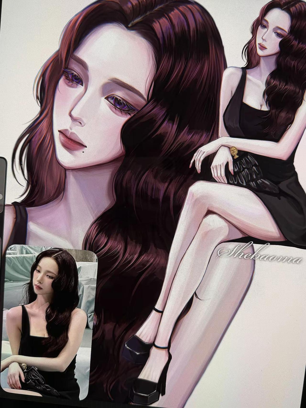 一步一磕头 祝我蛇王妈妈越来越美。柳智敏 karina aespa 绘画