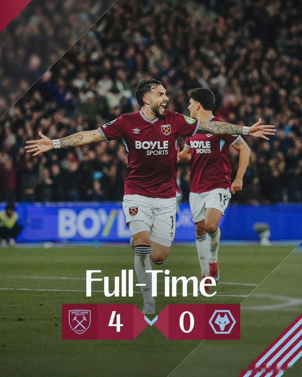 哇哦！西汉姆联主场4-0完胜狼队，怎么说这一波？是不是有不一样的感觉。我还以为西