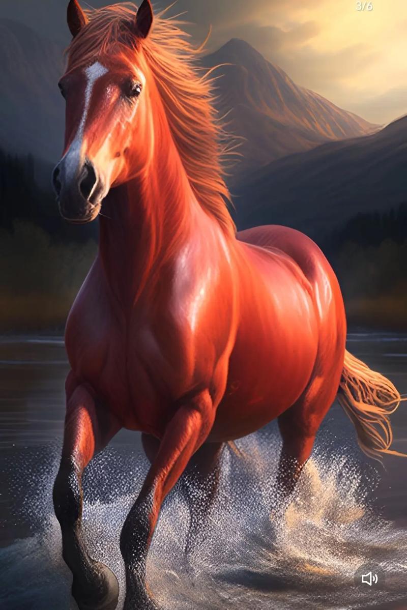 奔腾的火焰马，穿越山川与河流，自由驰骋！🔥🐴🏞️