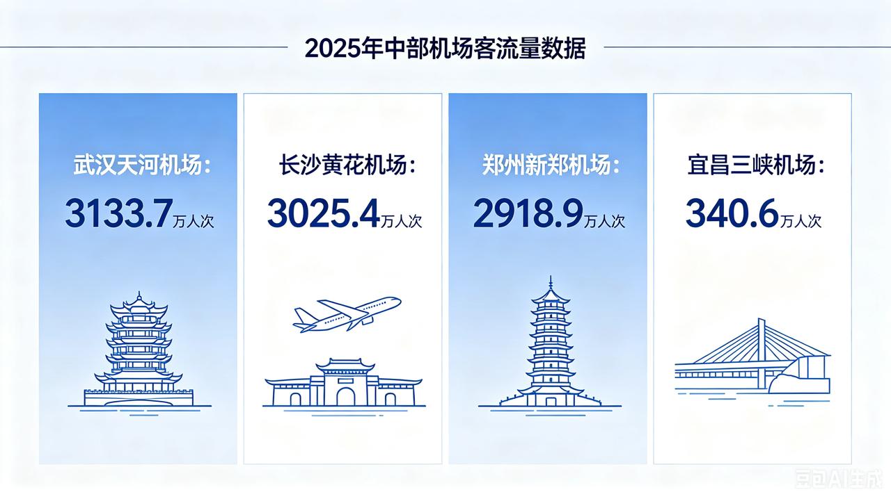中部机场客流排位大变天！武汉3133.7万客流持续领跑长沙！
根据2025年中部
