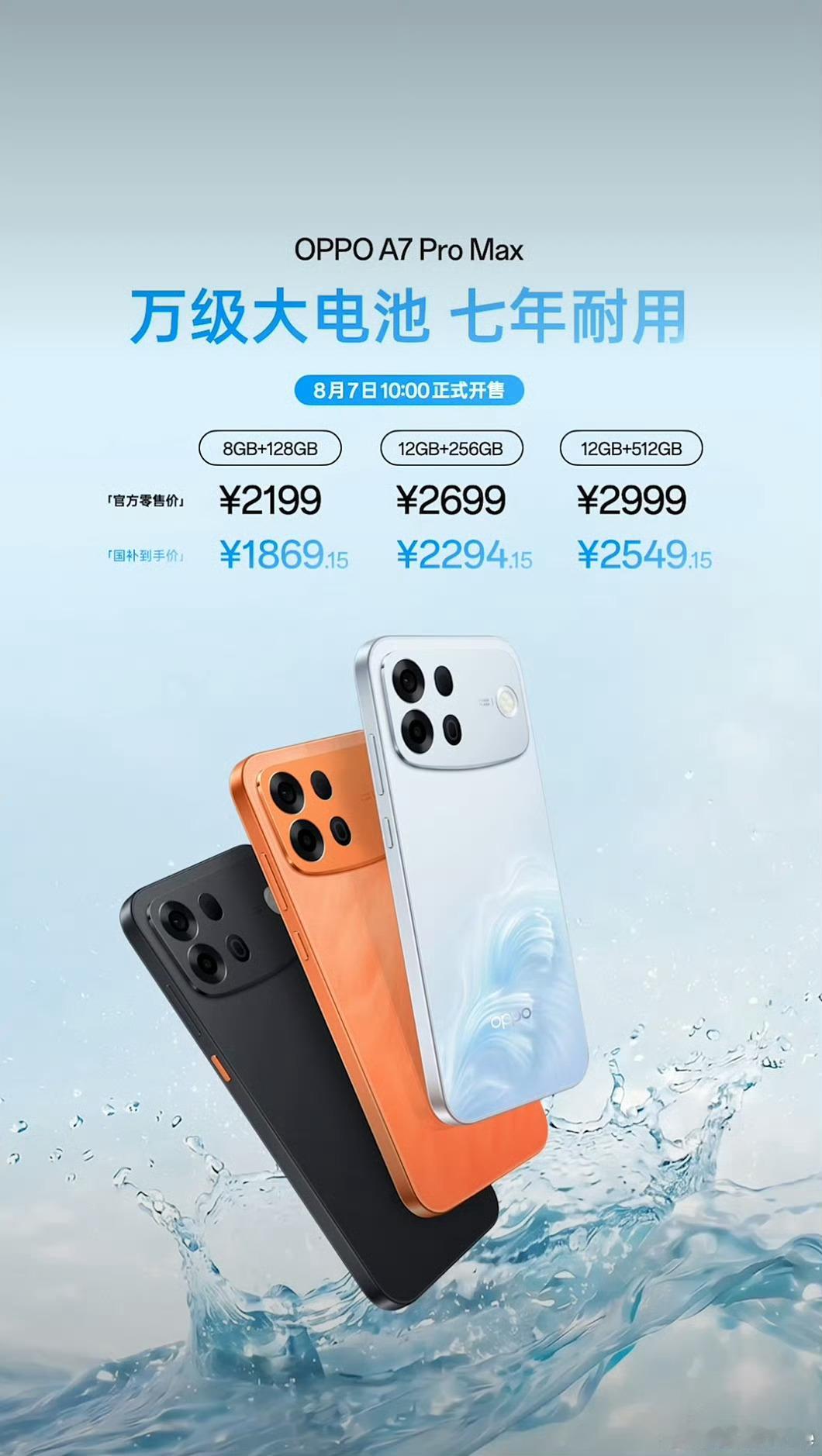 OPPO A7 Pro Max 手机发布，主打 10,000mAh 大电池，支持