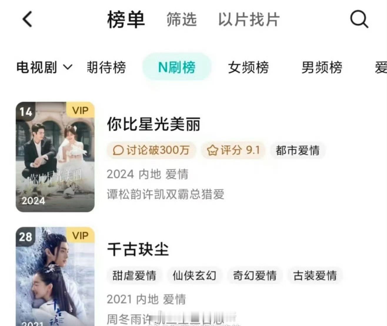 许凯《你比星光美丽》《千古玦尘》进入鹅N刷榜 ​​​