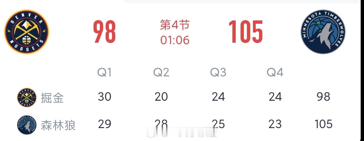 最后一分钟，抢七or森林狼战胜掘金？掘金vs森林狼