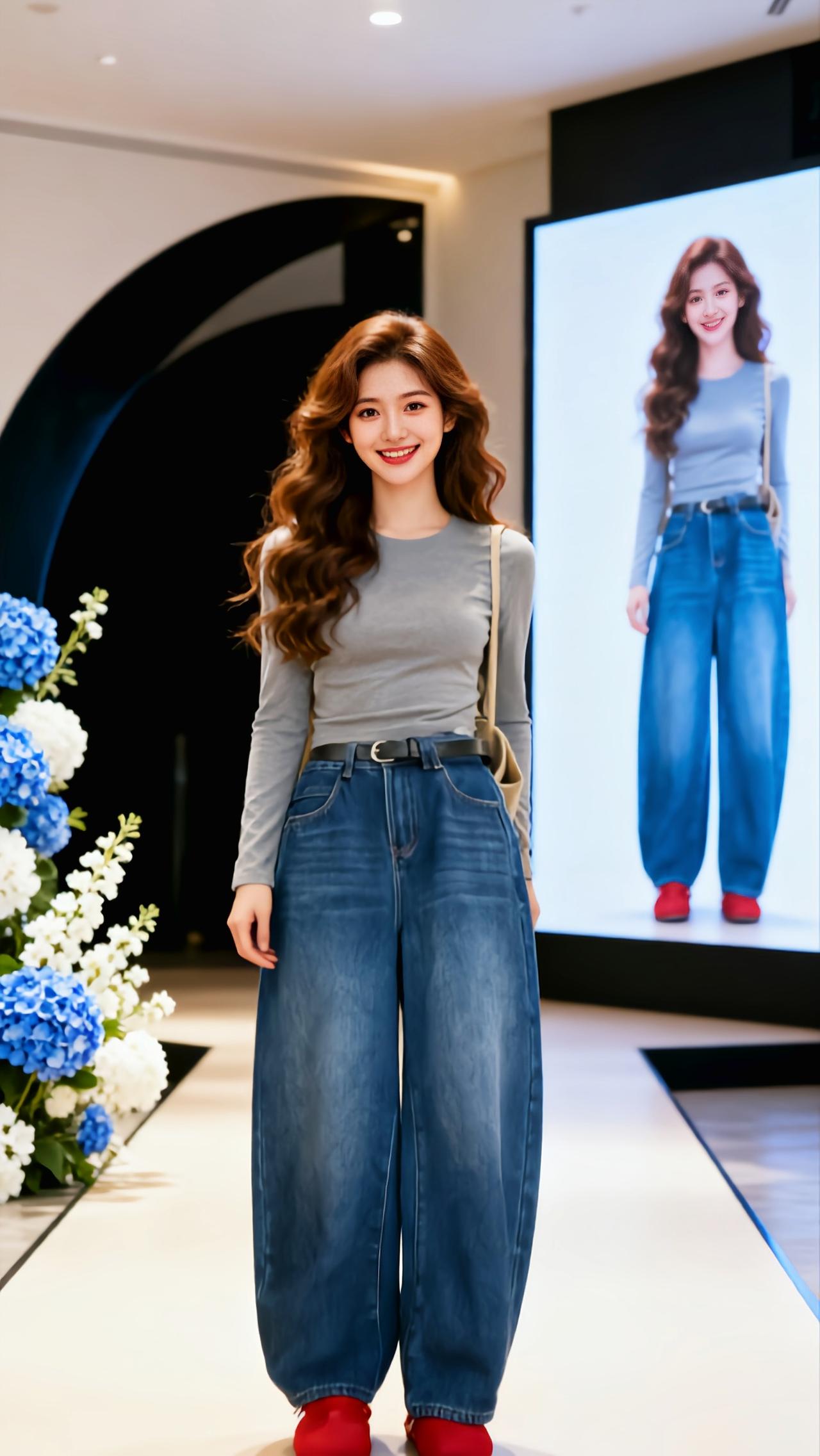 牛仔裤穿搭 牛仔裤yyds 梨形身材的时尚法则 牛仔裤 直筒显瘦秀场同款长裤