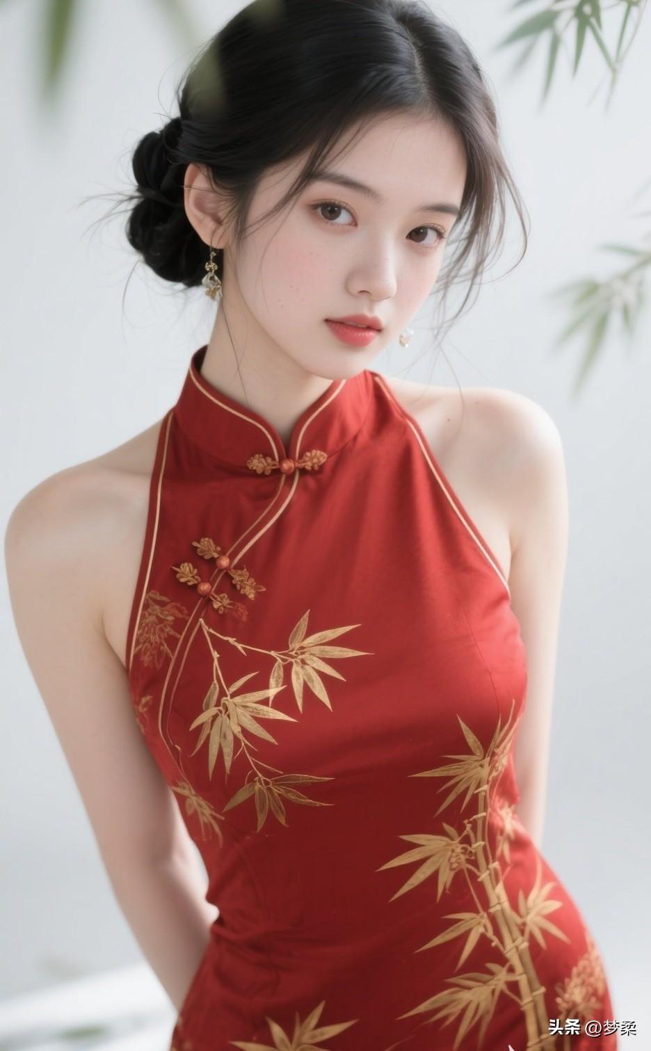 优雅旗袍，红金相映，古典韵味，尽显东方之美