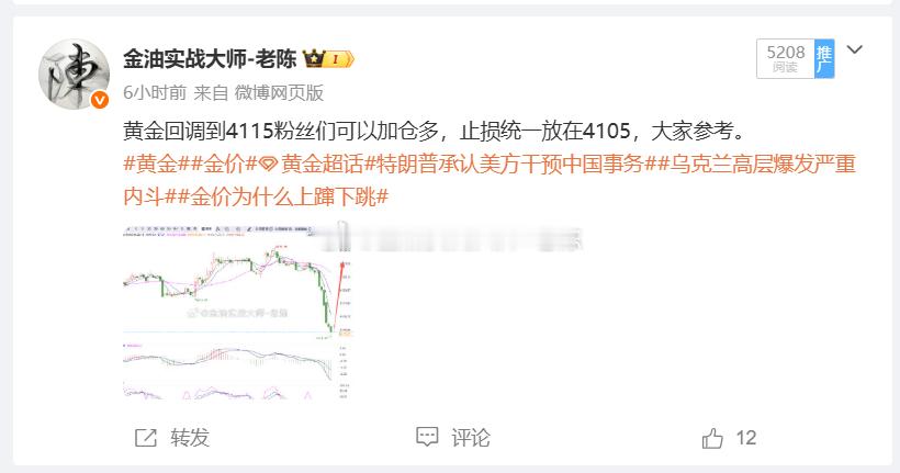 黄金上涨到4134，老陈这边4115-4125的多单全部止盈出货，粉丝们今天这波