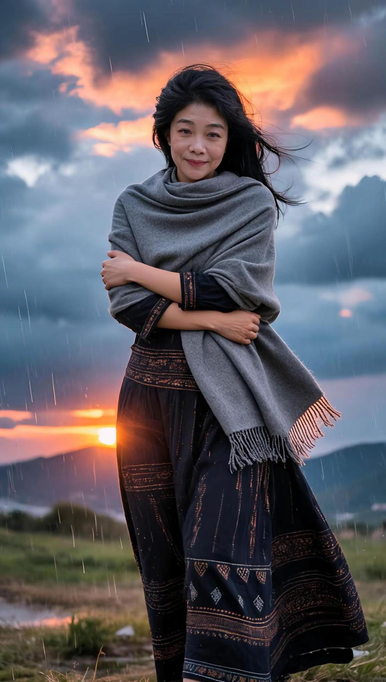 今日分享之享受孤独的女人。AI旷野暮色写真 随变ai随便玩