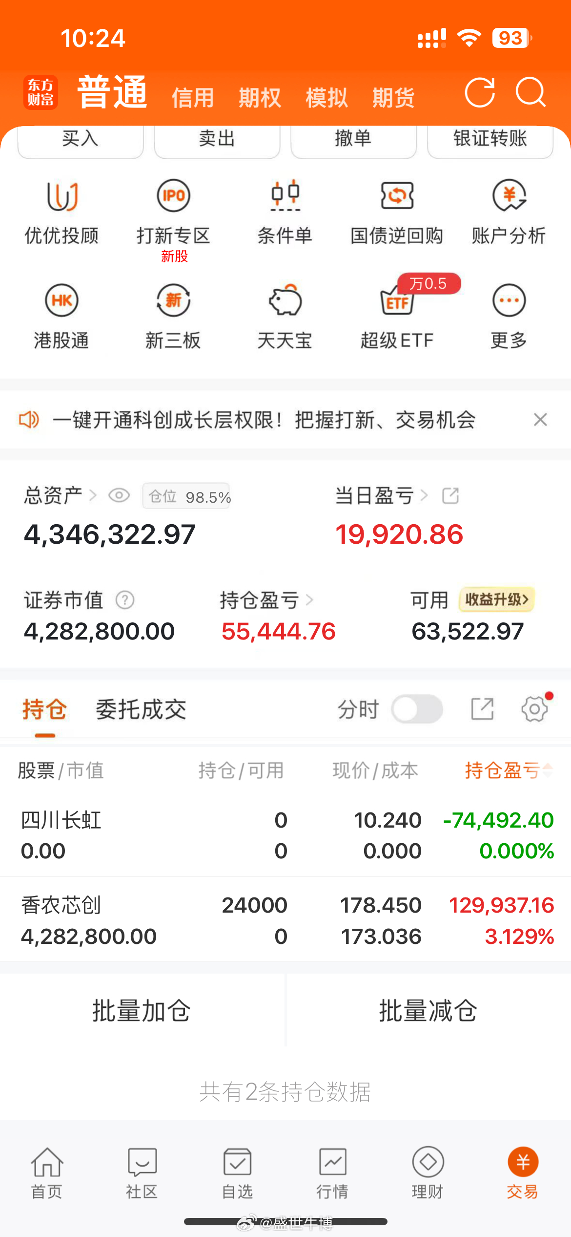 最新动态：四川长虹低开低走直接选择下车，然后梭哈了香农芯创.....等待拉升，收