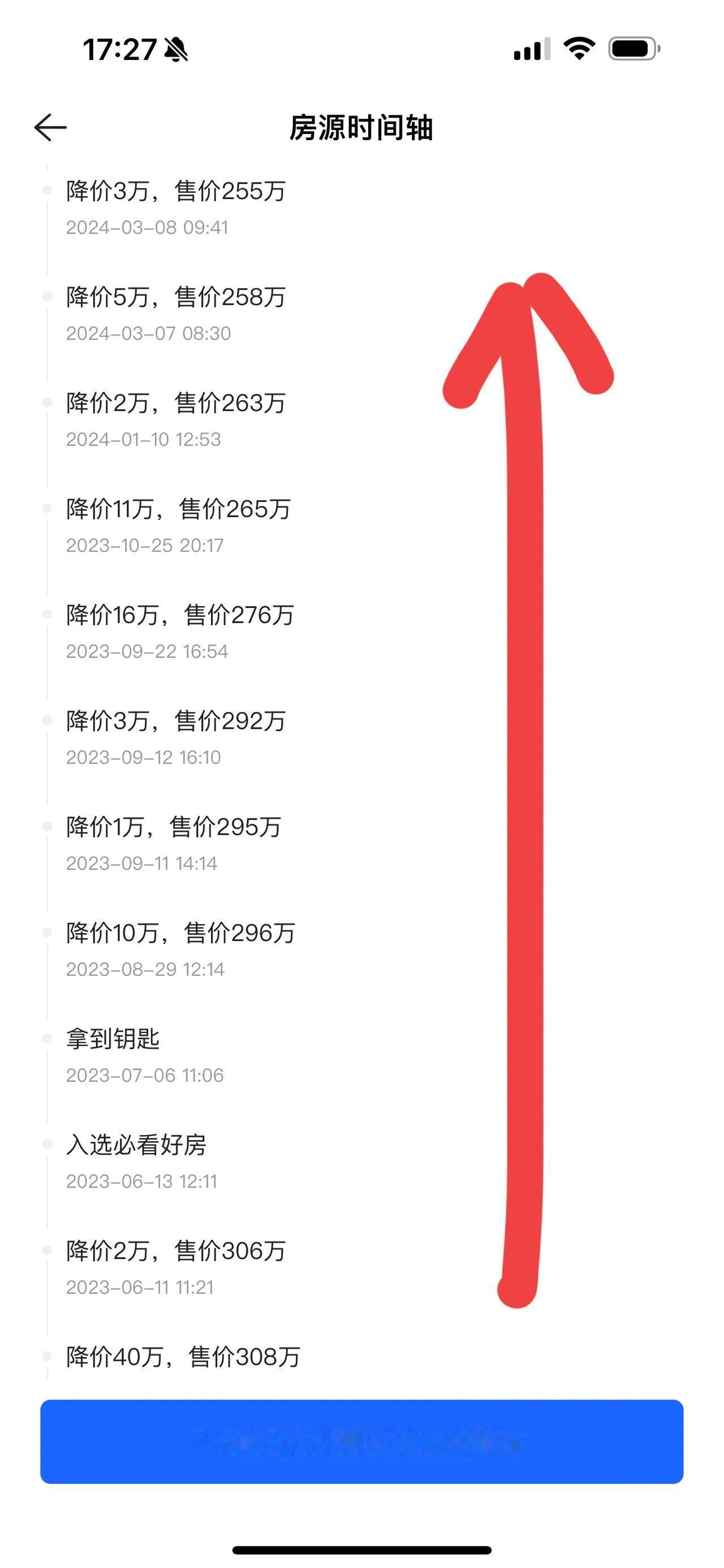 确实太吓人，下面原价350万的房子，近一年的价格变化，几乎一天个价，从350万一