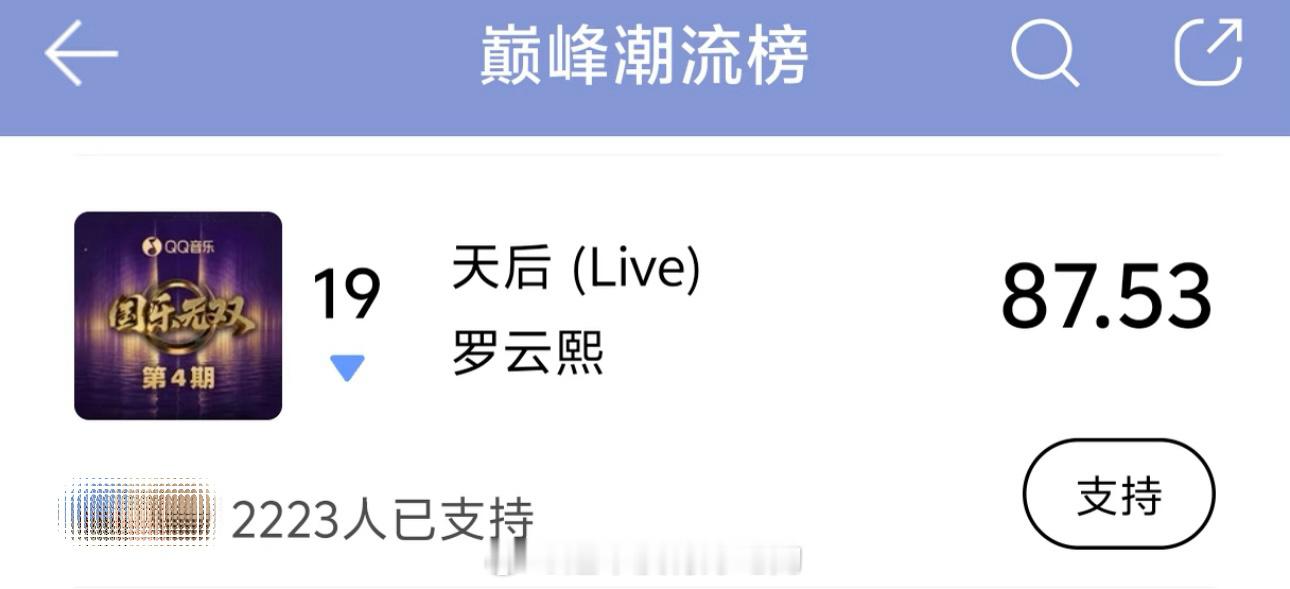 罗云熙国乐无双《天后》继破站热门上榜Q音巅峰潮流榜也上榜了当歌手也如此出众的罗云