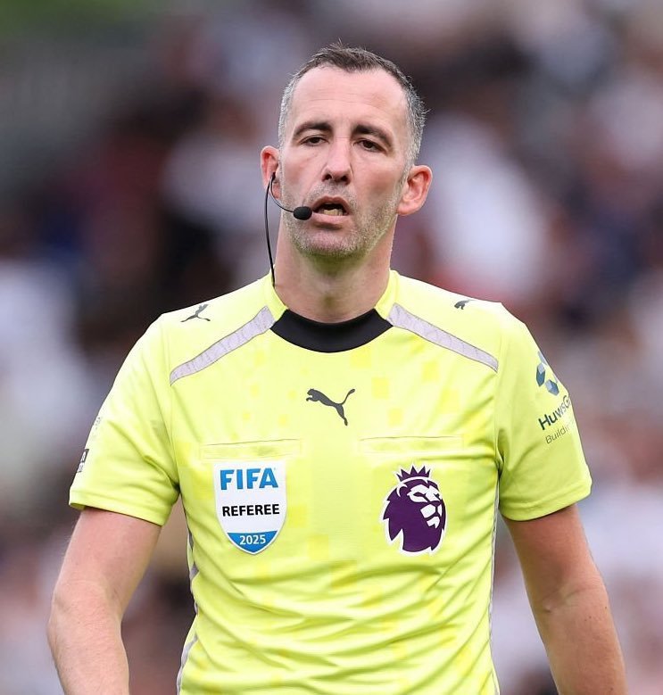 已确认：克里斯·卡瓦纳将担任周三布莱顿对阵阿森纳比赛的裁判。迈克尔·索尔兹伯里将