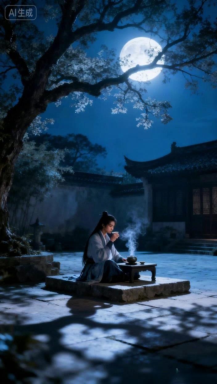 七绝●忍受寂寞/古韵  

孤身树下品香茶，
浅唱低吟赏月爬。
老院深居学习好，