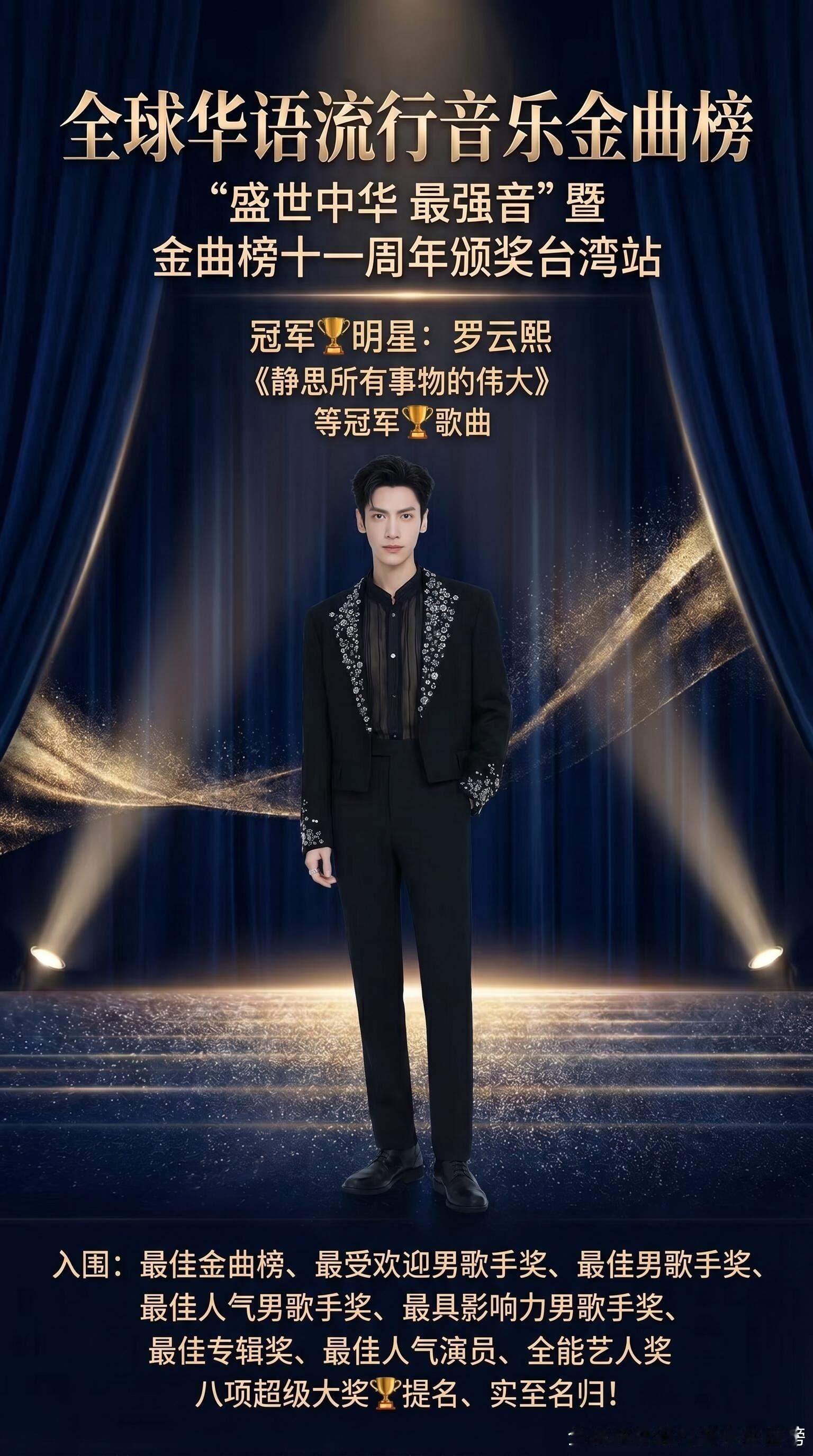 罗云熙入围全球华语流行音乐金曲榜 