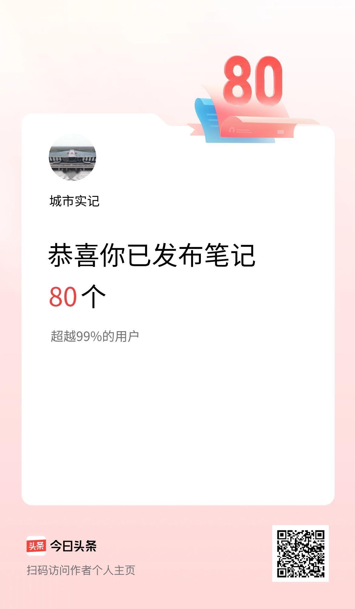 我在头条累计投稿笔记80个