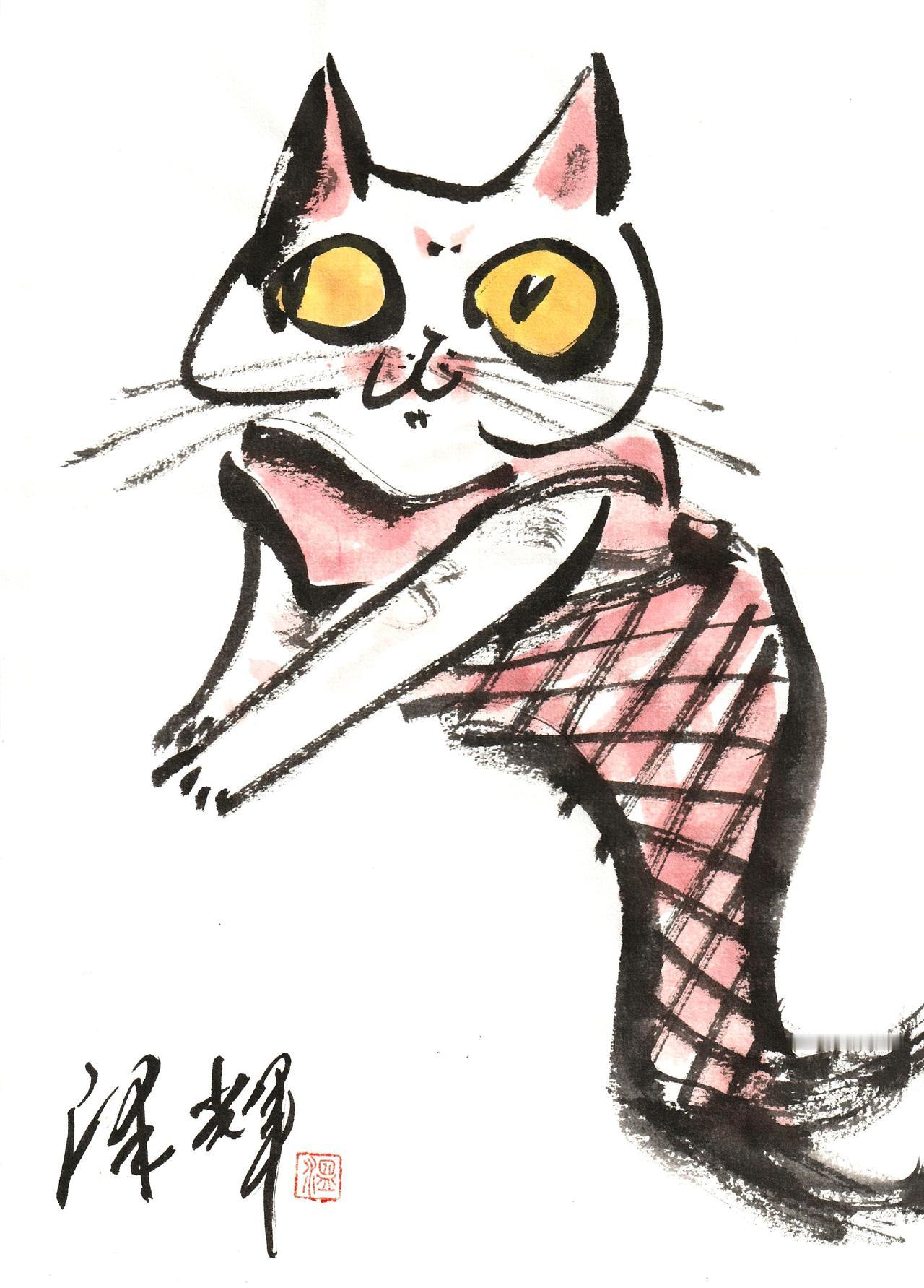 国画喵星人 水墨猫猫 猫猫画像 国画猫咪 温泽辉潦草猫