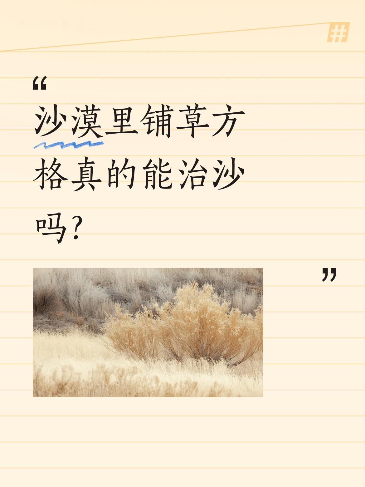 沙漠里铺草方格真的能治沙吗？
甘肃人用铁架画线、铺稻草、铁锹压实，铺出像蜘蛛网的