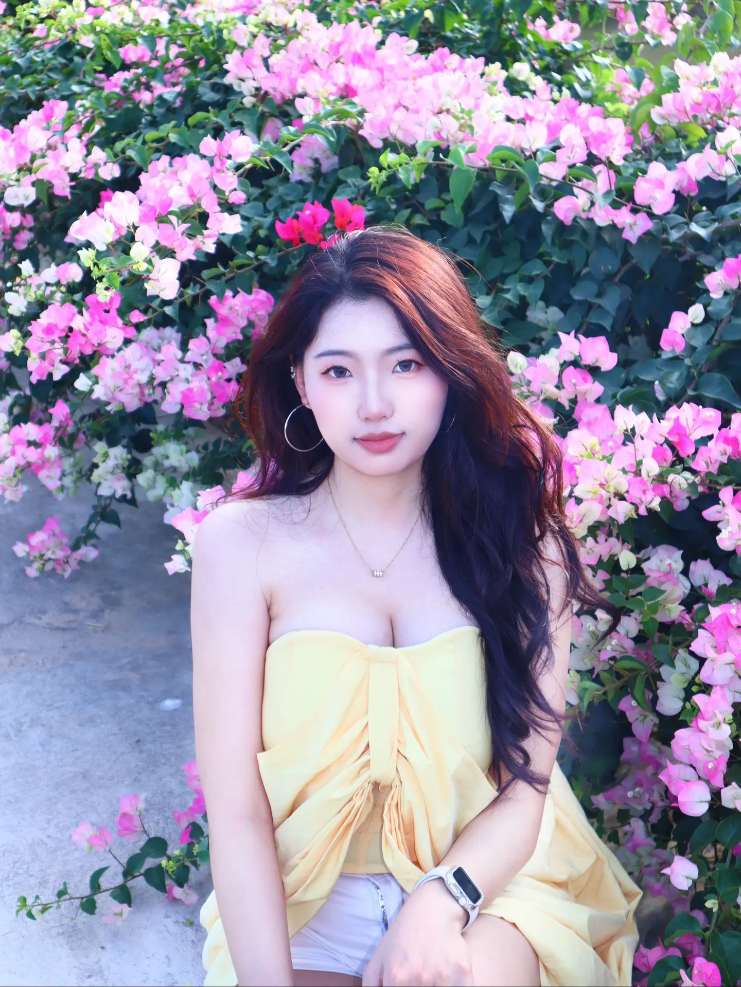 女大学生  三角梅