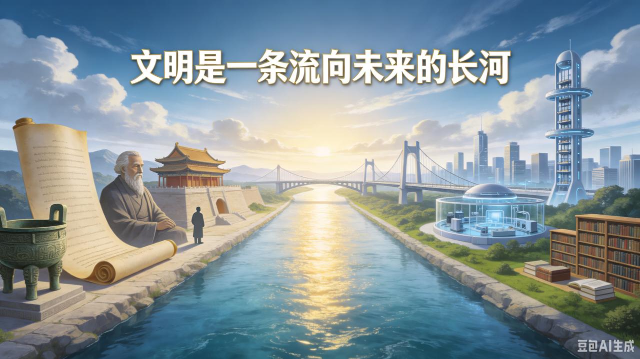 【文明是一条流向未来的长河】

这几天讨论人类文明，我越来越感到，文明是有一条长