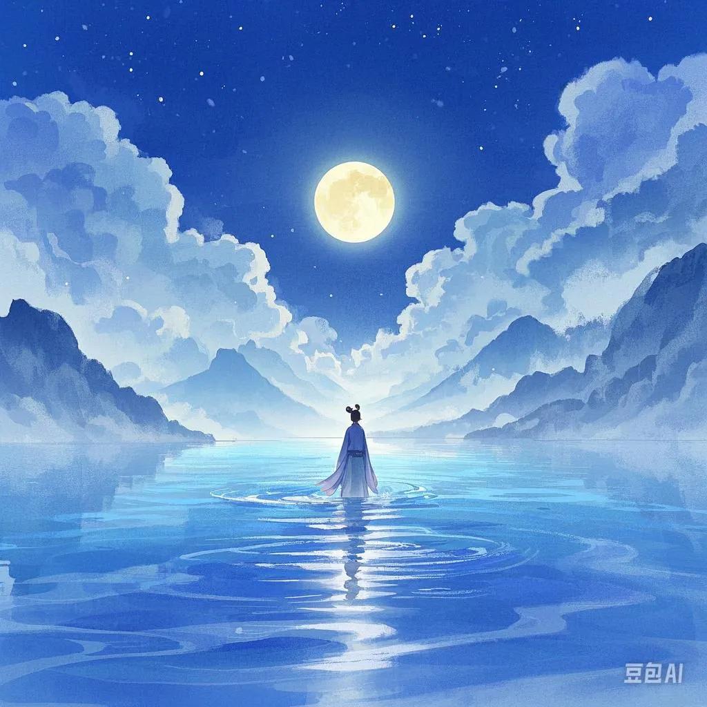 下联：雾里探花容
解析：“雾里”与“水中”相对，描绘出不同的朦胧情境。“探”与“