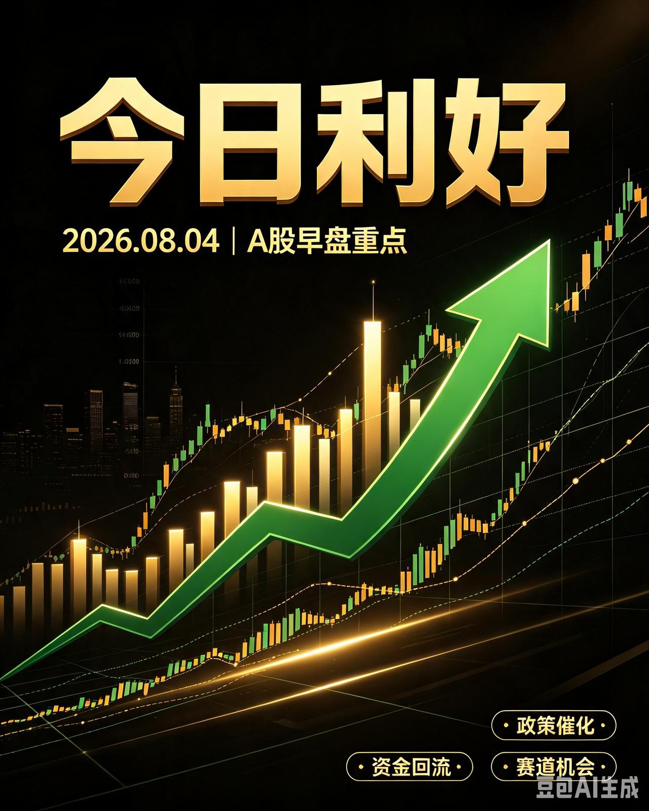 2026年8月4日（周二）今日A股核心利好
 
⚠️ 免责声明：仅公开资讯整理，