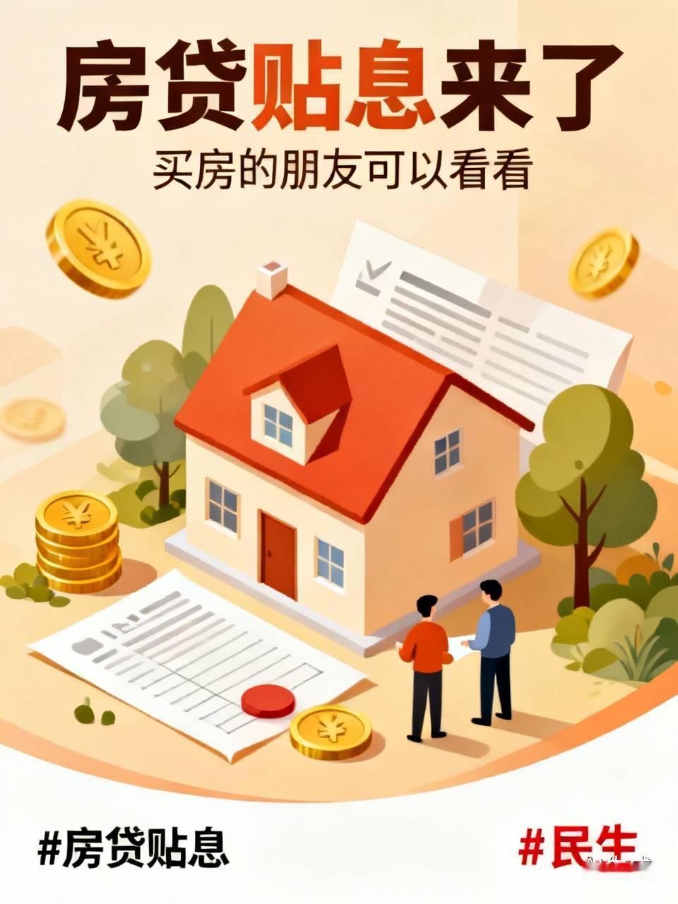 标题：房贷贴息来了，买房的朋友可以看看
看到房贷贴息的消息，不少人都在算能省多少