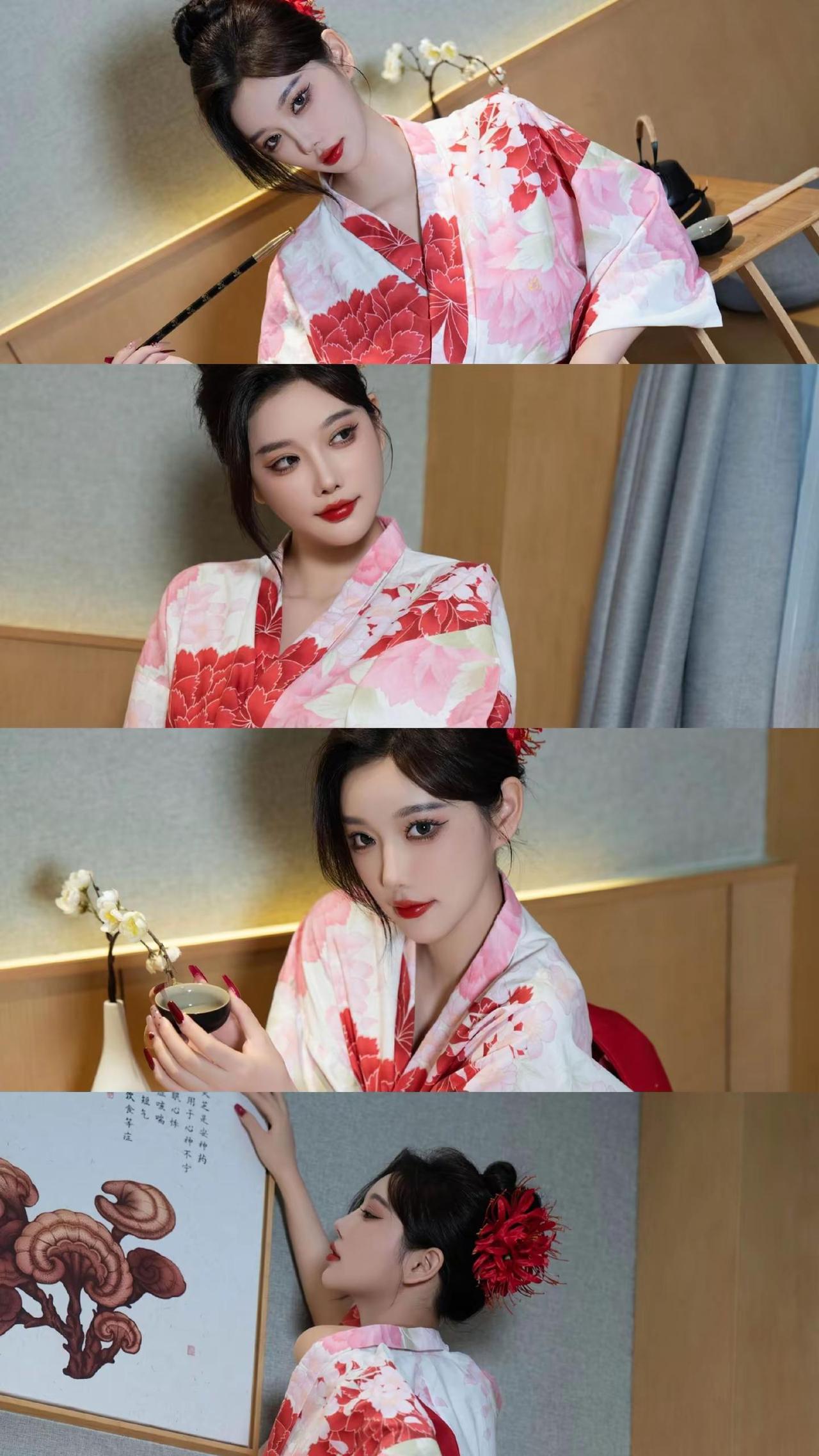 氛围感汉服妆造 东方妆造美学 和服姿势 室内和服写真 少女感汉服妆造