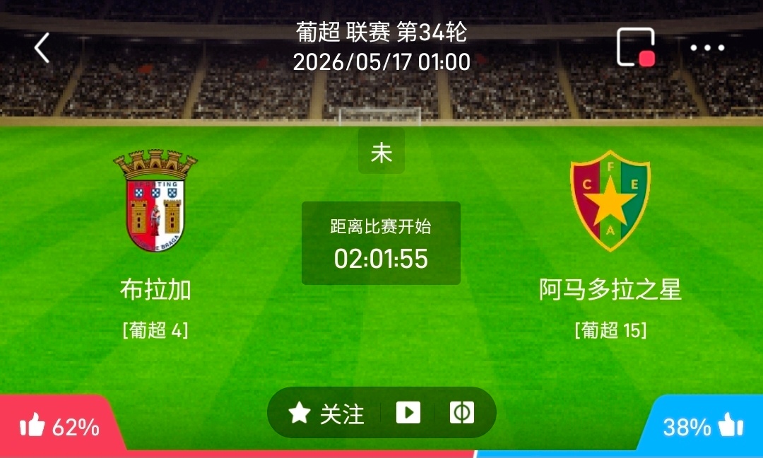 布拉加 VS 阿马多拉之星  一、有利情报- 从历史交锋记录来看，布拉加面对阿马