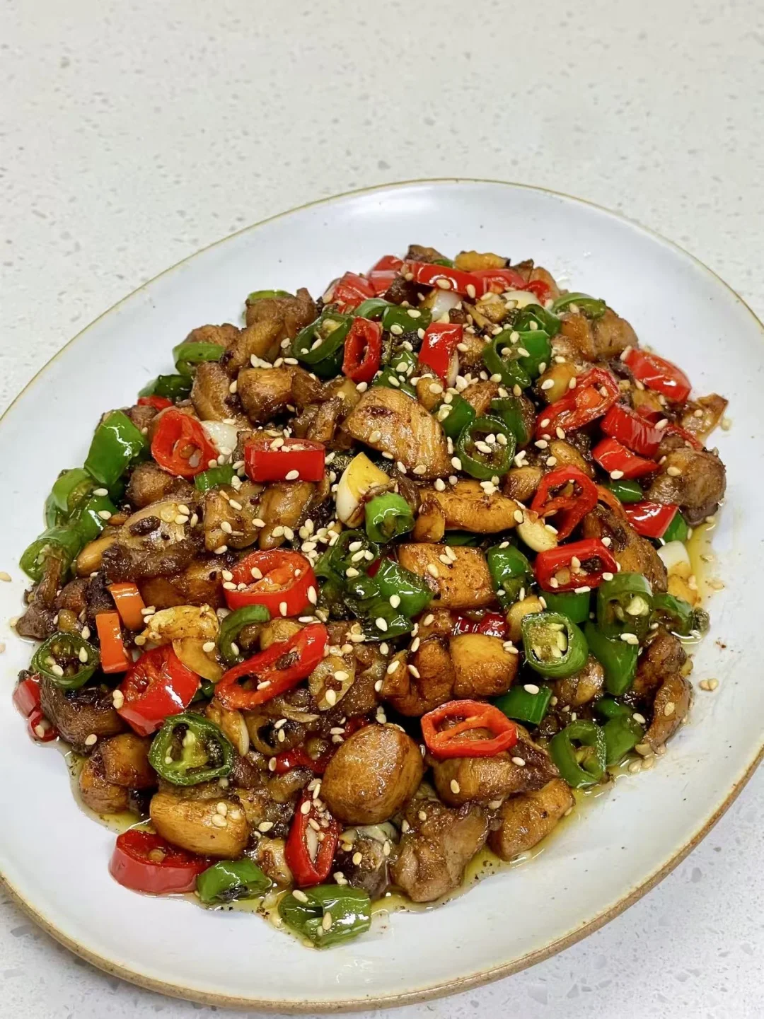 麻辣鲜香的双椒鸡丁，附详细做法～