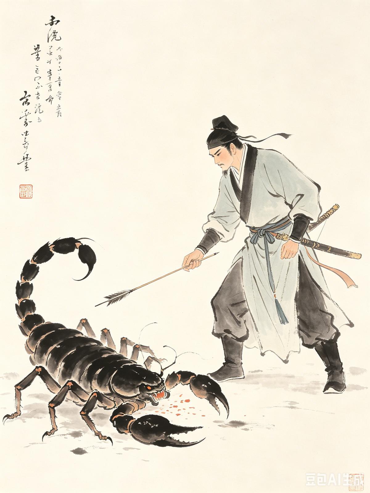 俞金鳌在戈壁深夜遭遇一丈高黑影，两箭才将其击倒。
你以为他第一次射中是运气好。不