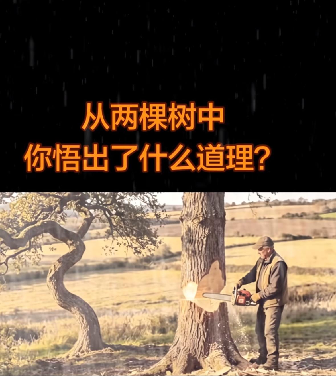 从两棵树中，你悟出了什么道理？
岁月如笔写春秋
直木成材，弯木成景!
人生百态，