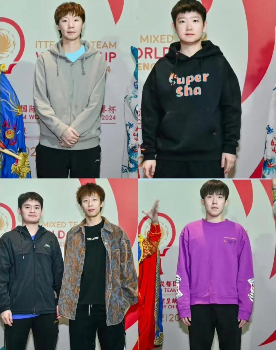 成都混团比赛晚宴官方单人照。
王曼昱个子是真高，独一份的气质太漂亮了。
莎莎长得