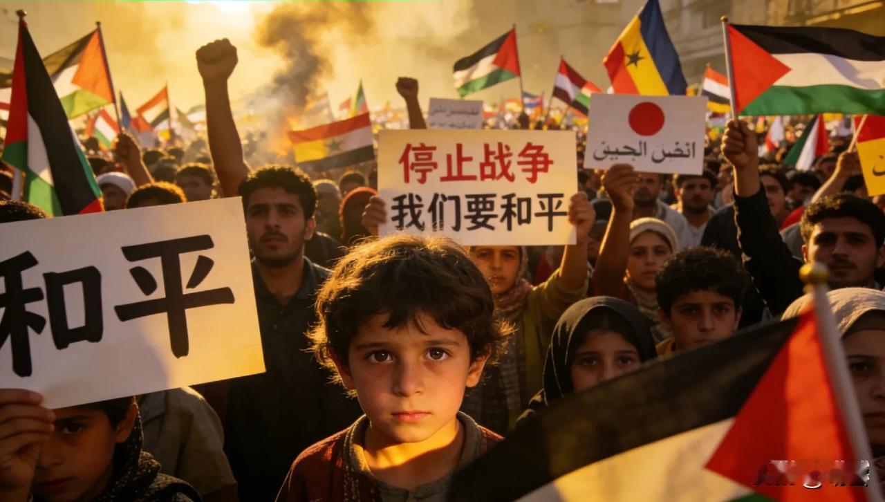 全球怒火！

多国民众高喊和平，

霸权黑手终将被斩断。

民众的眼睛是雪亮的！