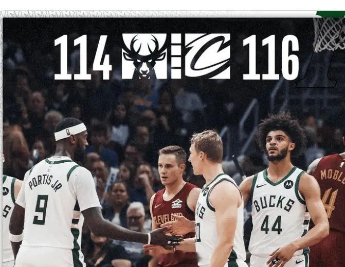 再次惜败，雄鹿不敌骑士，遭遇六连败继续东部垫底今天NBA常规赛雄鹿客场对阵骑士的